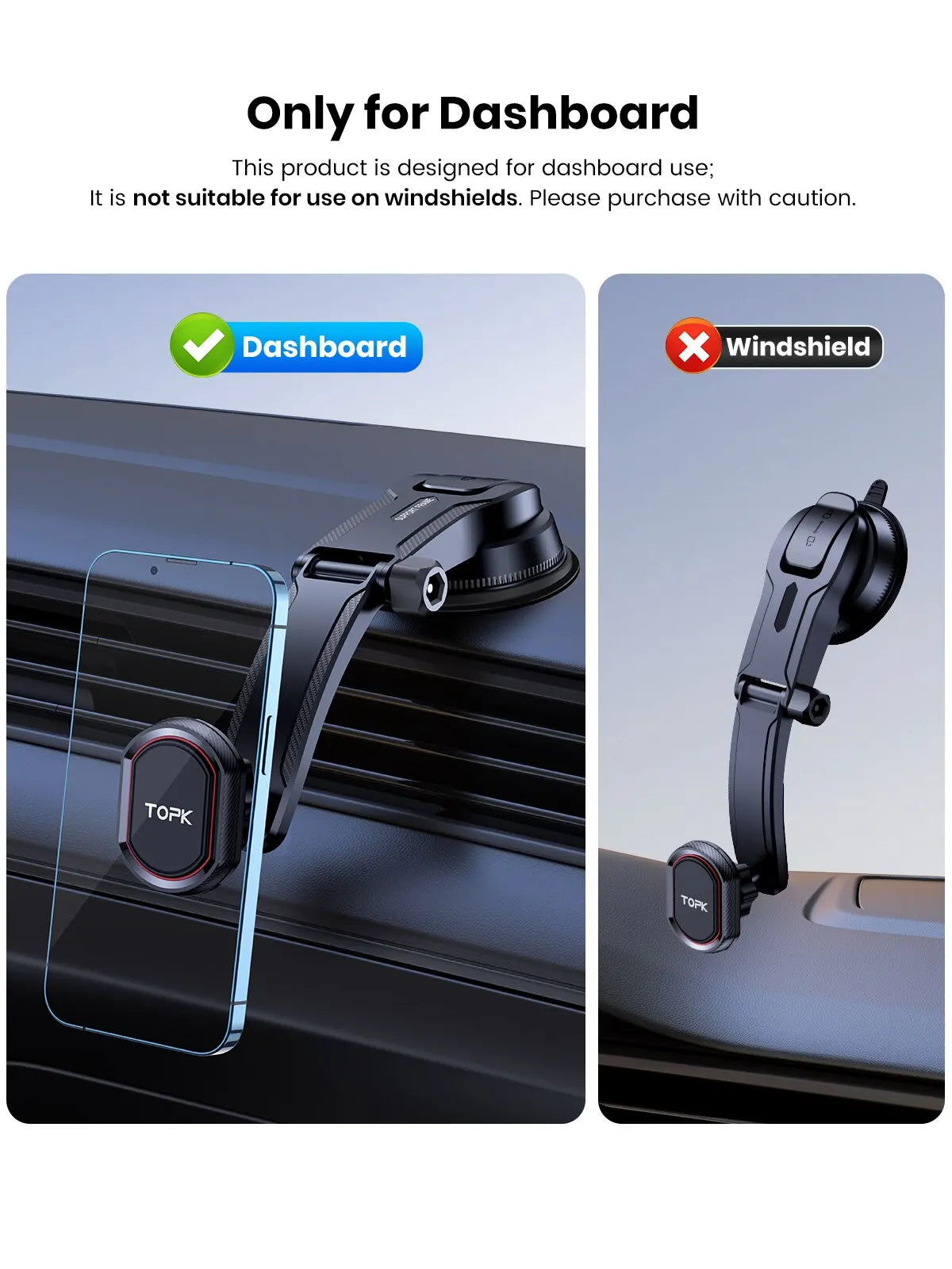 Support Téléphone Voiture Magnétique TOPK - Fixation Universelle